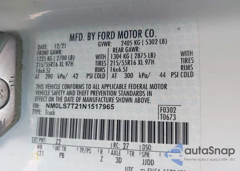 2022 Ford Transit Connect Xlt Cargo Van из США, поврежденный, VIN NM0LS7T21N1517965